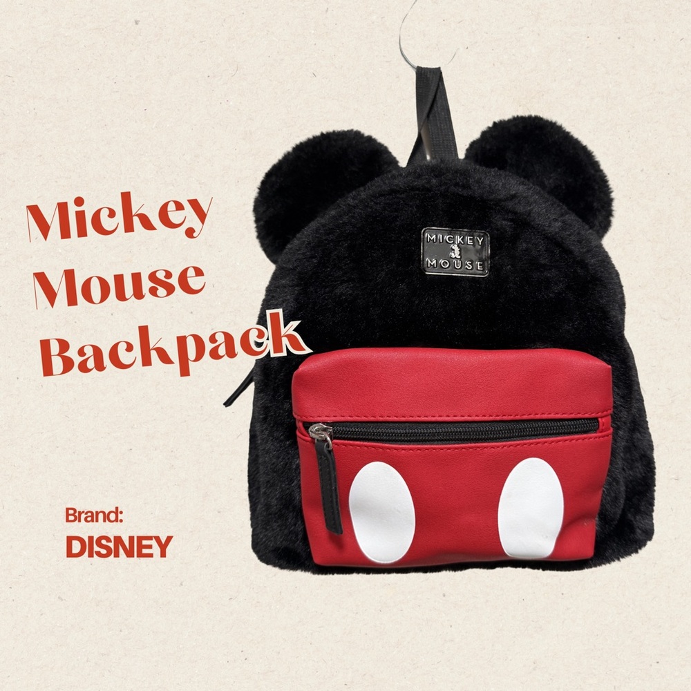 Disney Black and Red Mickey Mouse Plush Backpack